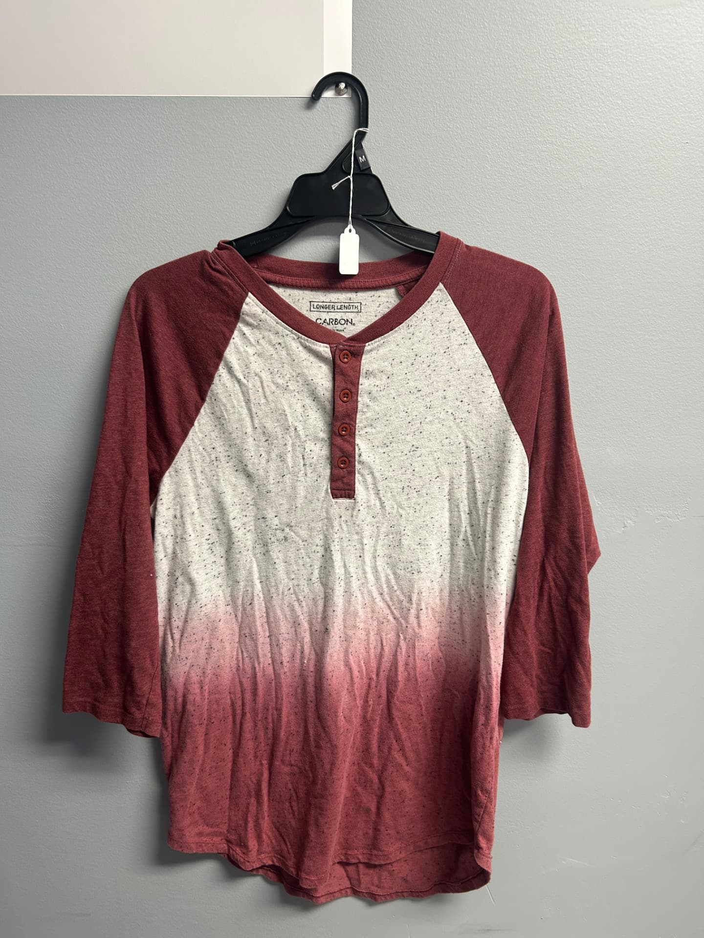Burgundy and cream Carbon henley shirt