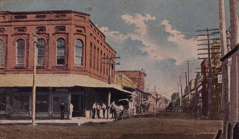 Historic photograph of early 1900s Conway, Arkansas main street